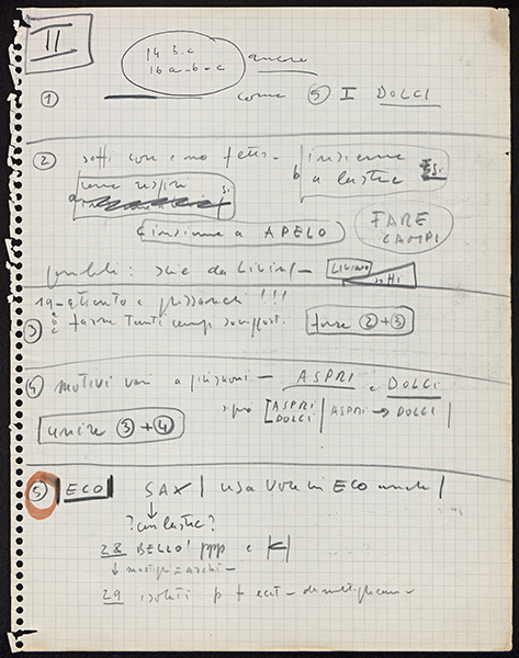 Luigi Nono A floresta é jovem e cheja de vida Schizzi e appunti 30.06.01 f. 06r Archivio Luigi Nono, Venezia © Eredi Luigi Nono